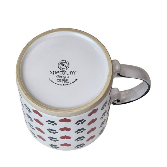 Spectrum DOG MOM Black Paws And Red Hearts Printed Ceramic Coffee Mug 16 Oz - Picture 15 of 16